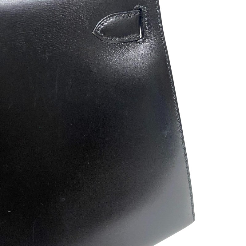 エルメス HERMES ケリー28 〇U刻 ブラック ゴールド金具 ボックスカーフ レディース ハンドバッグ