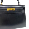 エルメス HERMES ケリー28 〇U刻 ブラック ゴールド金具 ボックスカーフ レディース ハンドバッグ