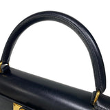 エルメス HERMES ケリー28 〇U刻 ブラック ゴールド金具 ボックスカーフ レディース ハンドバッグ