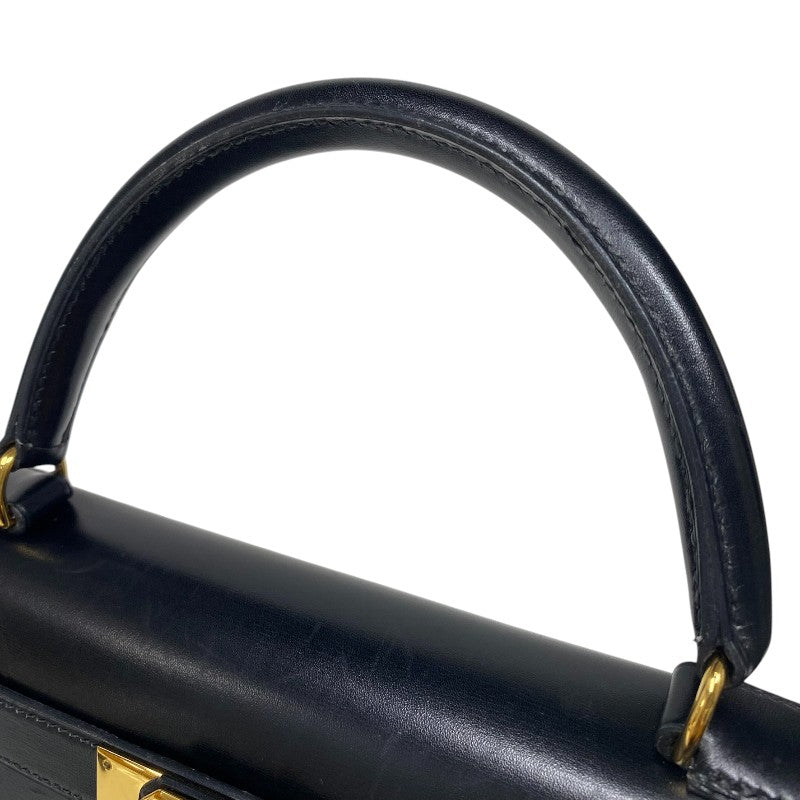 エルメス HERMES ケリー28 〇U刻 ブラック ゴールド金具 ボックスカーフ レディース ハンドバッグ
