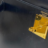 エルメス HERMES ケリー28 〇U刻 ブラック ゴールド金具 ボックスカーフ レディース ハンドバッグ