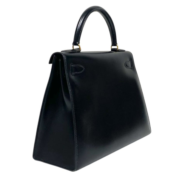 エルメス HERMES ケリー28 〇U刻 ブラック ゴールド金具 ボックスカーフ レディース ハンドバッグ