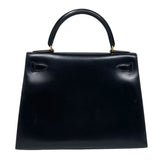 エルメス HERMES ケリー28 〇U刻 ブラック ゴールド金具 ボックスカーフ レディース ハンドバッグ