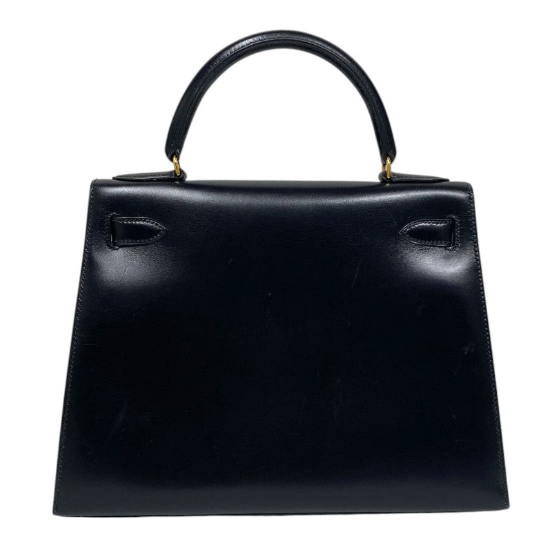 エルメス HERMES ケリー28 〇U刻 ブラック ゴールド金具 ボックスカーフ レディース ハンドバッグ