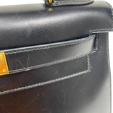 エルメス HERMES ケリー28 〇U刻 ブラック ゴールド金具 ボックスカーフ レディース ハンドバッグ