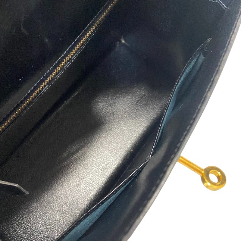 エルメス HERMES ケリー28 〇U刻 ブラック ゴールド金具 ボックスカーフ レディース ハンドバッグ