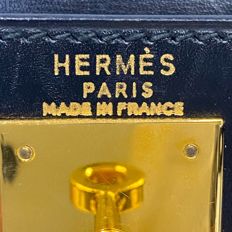 エルメス HERMES ケリー28 〇U刻 ブラック ゴールド金具 ボックスカーフ レディース ハンドバッグ