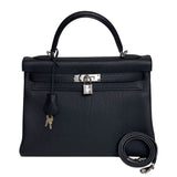 エルメス HERMES ケリー32 内縫い W刻 ブラック シルバー金具 トゴ レディース ハンドバッグ ショルダーバッグ
