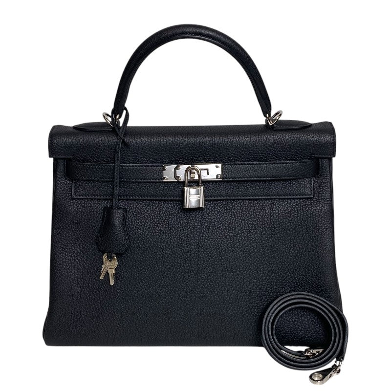 エルメス HERMES ケリー32 内縫い W刻 ブラック シルバー金具 トゴ レディース ハンドバッグ ショルダーバッグ
