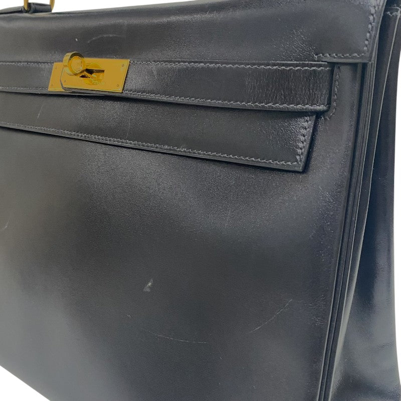 エルメス HERMES ケリー32 内縫い 〇W刻 ブラック ゴールド金具 ボックスカーフ レディース ハンドバッグ