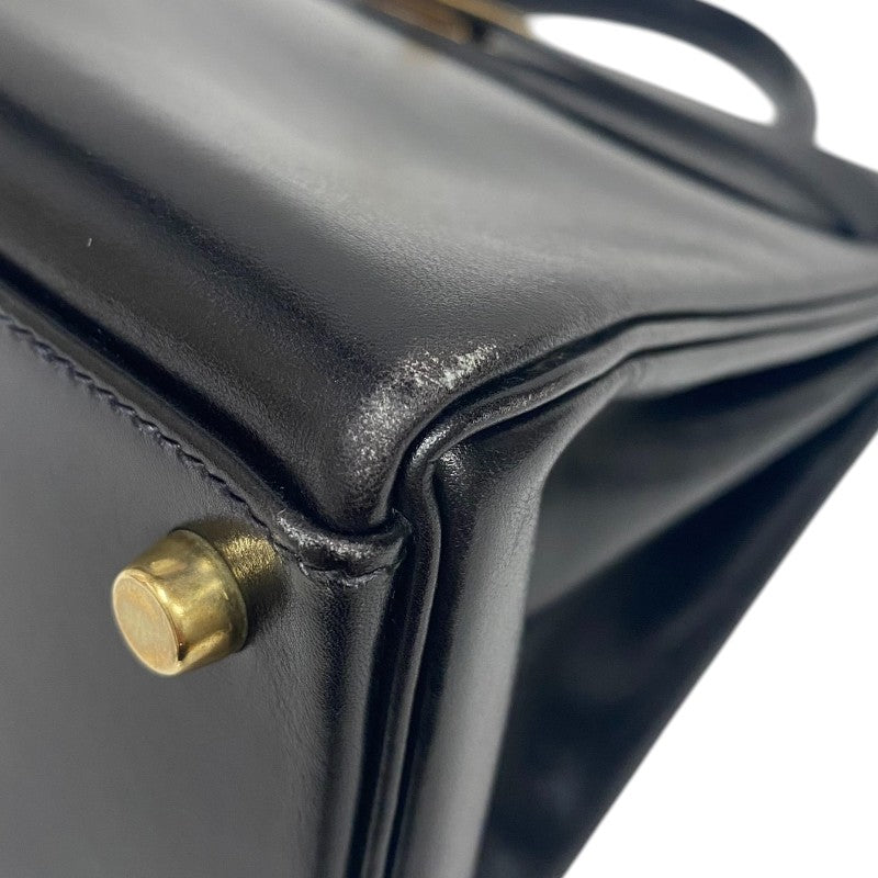 エルメス HERMES ケリー32 内縫い 〇W刻 ブラック ゴールド金具 ボックスカーフ レディース ハンドバッグ
