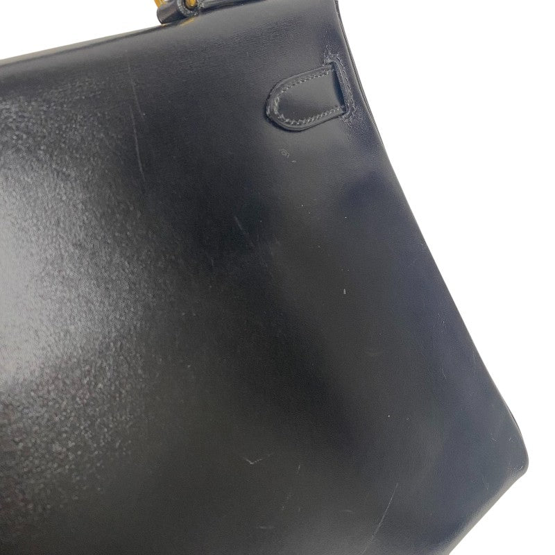 エルメス HERMES ケリー32 内縫い 〇W刻 ブラック ゴールド金具 ボックスカーフ レディース ハンドバッグ