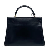 エルメス HERMES ケリー32 内縫い 〇W刻 ブラック ゴールド金具 ボックスカーフ レディース ハンドバッグ