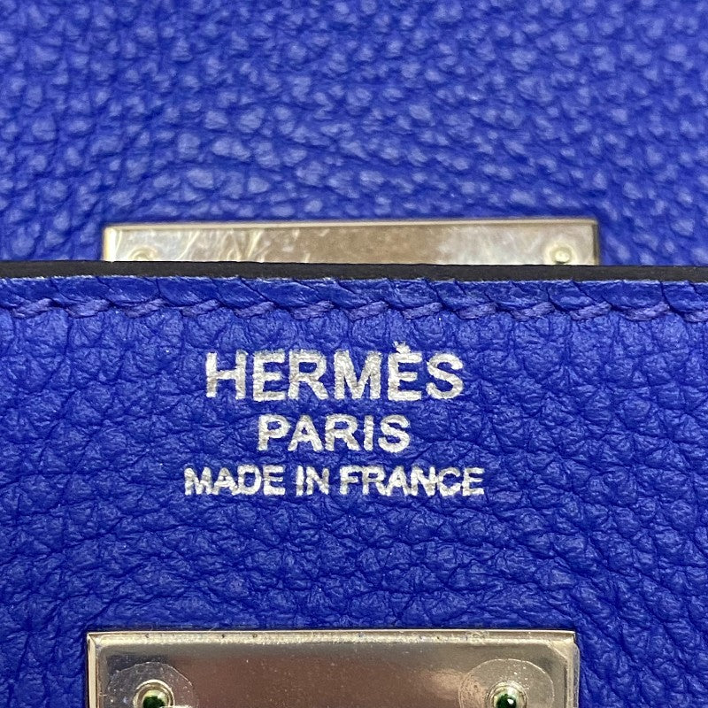 エルメス HERMES ケリー32 内縫い □Q刻 ブルーエレクトリック シルバー金具 トリヨン レディース ハンドバッグ