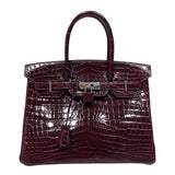エルメス HERMES バーキン30 □M刻 ブルゴーニュ シルバー金具 ニロティカスリセ レディース ハンドバッグ