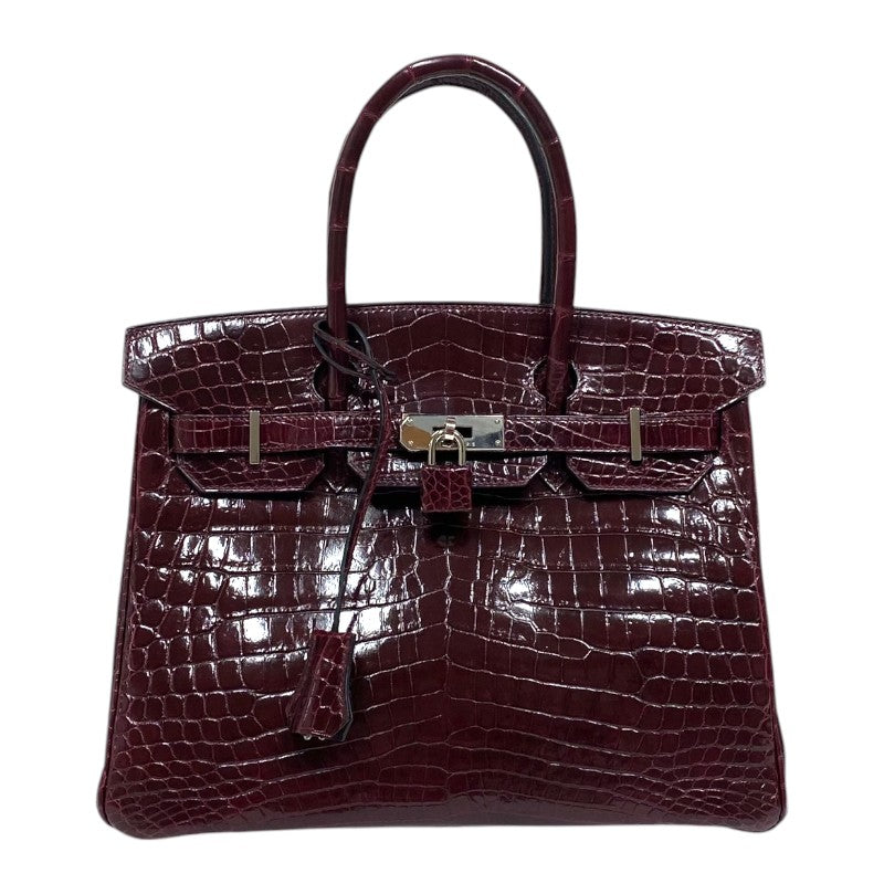 エルメス HERMES バーキン30 □M刻 ブルゴーニュ シルバー金具 ニロティカスリセ レディース ハンドバッグ