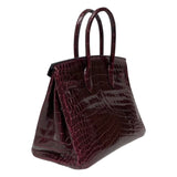 エルメス HERMES バーキン30 □M刻 ブルゴーニュ シルバー金具 ニロティカスリセ レディース ハンドバッグ