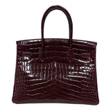 エルメス HERMES バーキン30 □M刻 ブルゴーニュ シルバー金具 ニロティカスリセ レディース ハンドバッグ