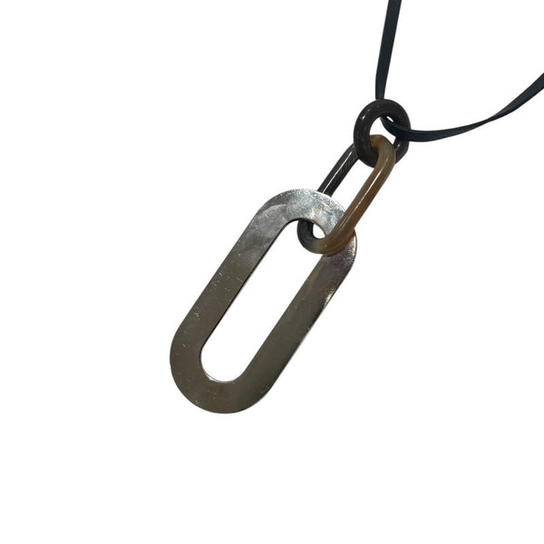 エルメス HERMES メヤンスネックレス ブラウン SV金具 メタル/バッファロー アクセサリー