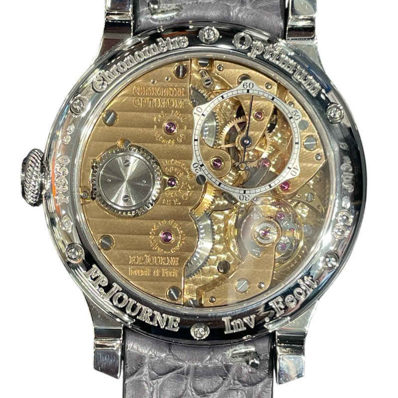 F.P.JOURNE クロノメーター オプティマム fpj011 グレー PT/革ベルト 手巻き メンズ 腕時計
