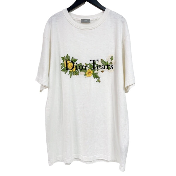 クリスチャン・ディオール Christian Dior ×DENIM TEARS　ロゴ　刺繍Tシャツ 393J696I0849 ホワイト コットン メンズ 半袖Ｔシャツ