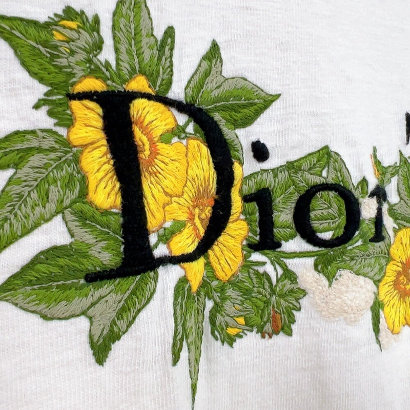 クリスチャン・ディオール Christian Dior ×DENIM TEARS　ロゴ　刺繍Tシャツ 393J696I0849 ホワイト コットン メンズ 半袖Ｔシャツ