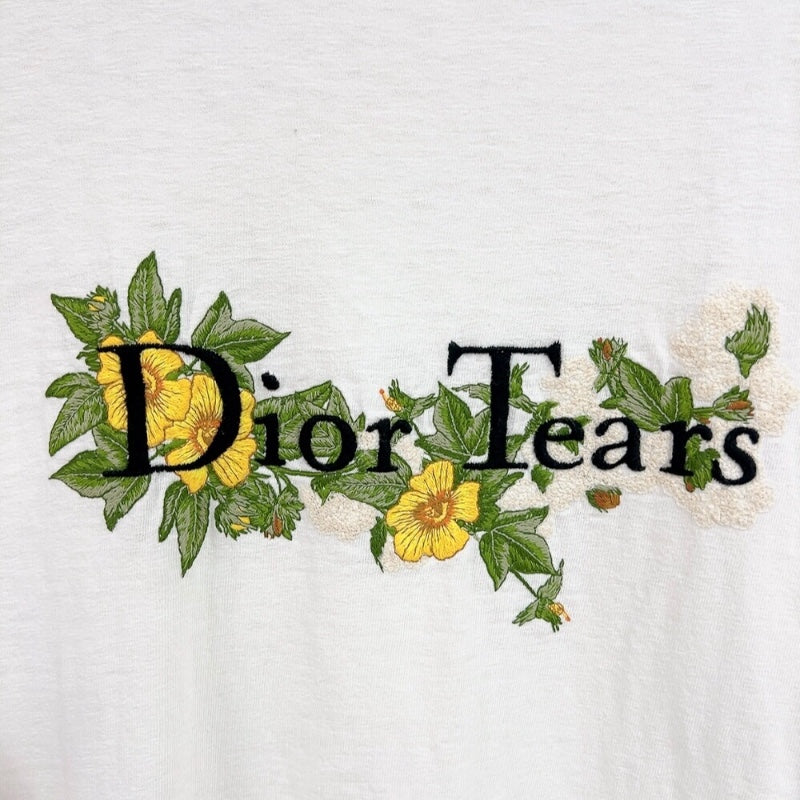 クリスチャン・ディオール Christian Dior ×DENIM TEARS　ロゴ　刺繍Tシャツ 393J696I0849 ホワイト コットン メンズ 半袖Ｔシャツ