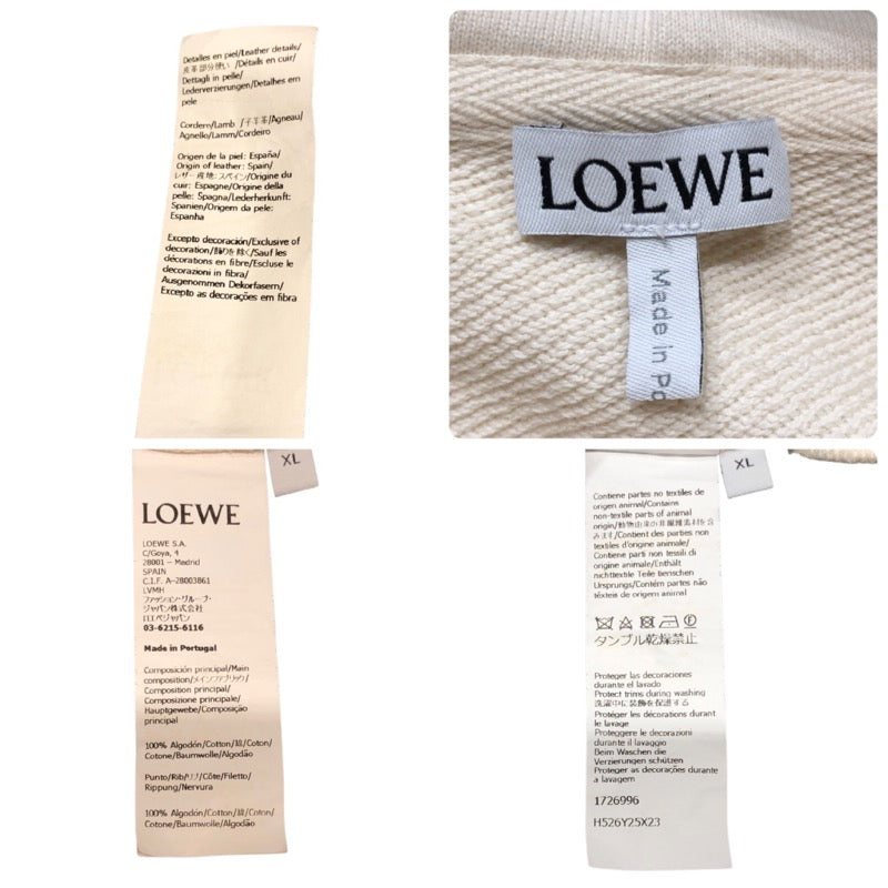 ロエベ LOEWE アナグラムレザーパッチスウェットパーカー H526Y25X23 クリーム コットン メンズ パーカー