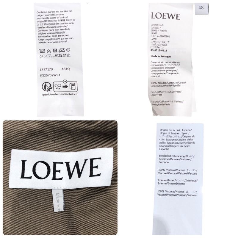 ロエベ LOEWE アナグラムレザーパッチフーデッドジャケット H526Y02W94 カーキ コットン メンズ その他アウター
