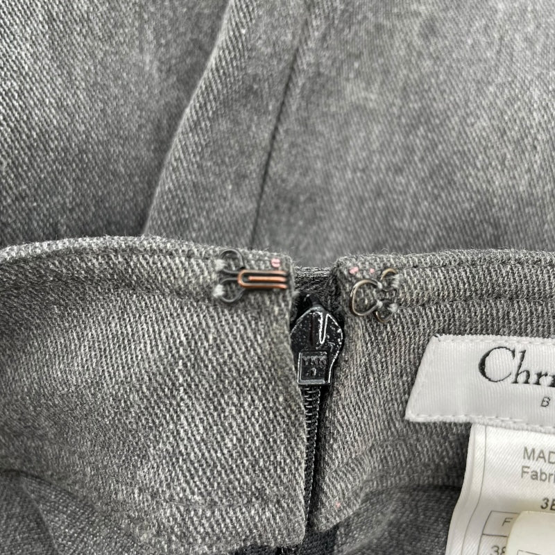 クリスチャン・ディオール Christian Dior ベルテッドデザインスカート 3E12033591 グレー コットン レディース スカート