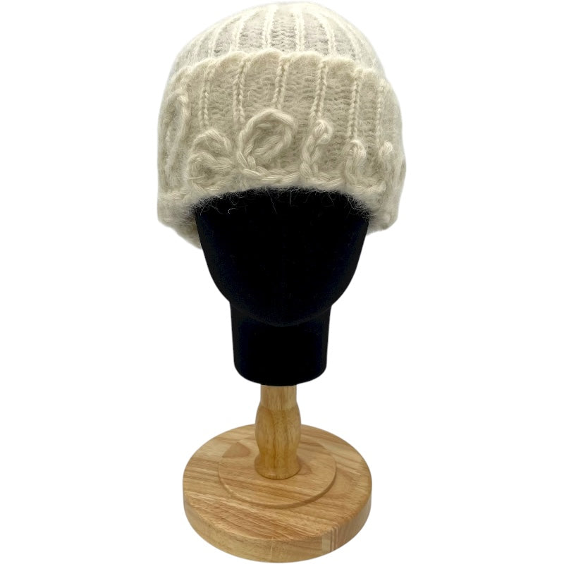 ロエベ LOEWE ロゴニットキャップ アイボリー モヘヤ レディース その他ファッション雑貨