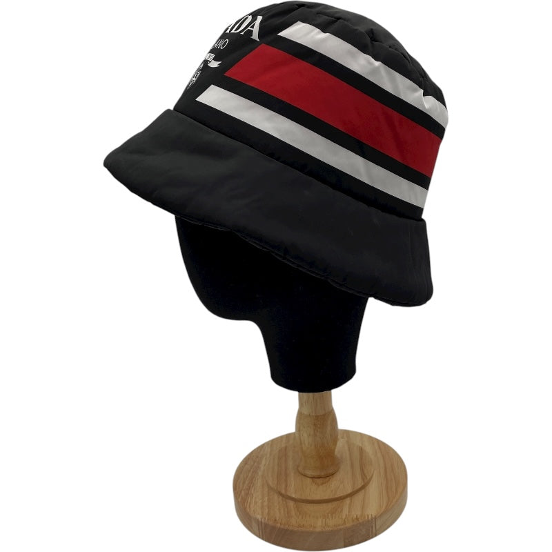 プラダ PRADA ロゴプリントボリュームバケットハット 1HC248 ブラック ナイロン ユニセックス その他ファッション雑貨