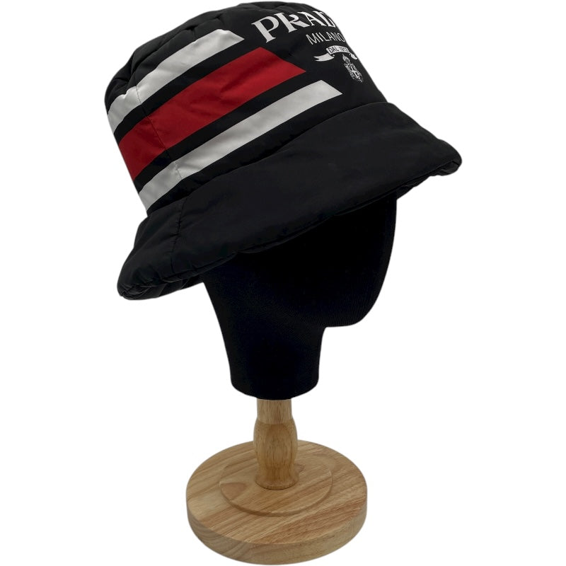 プラダ PRADA ロゴプリントボリュームバケットハット 1HC248 ブラック ナイロン ユニセックス その他ファッション雑貨