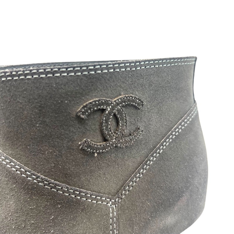 シャネル CHANEL スウェード ショートブーツ G28563 グレー スウェード レディース ブーツ