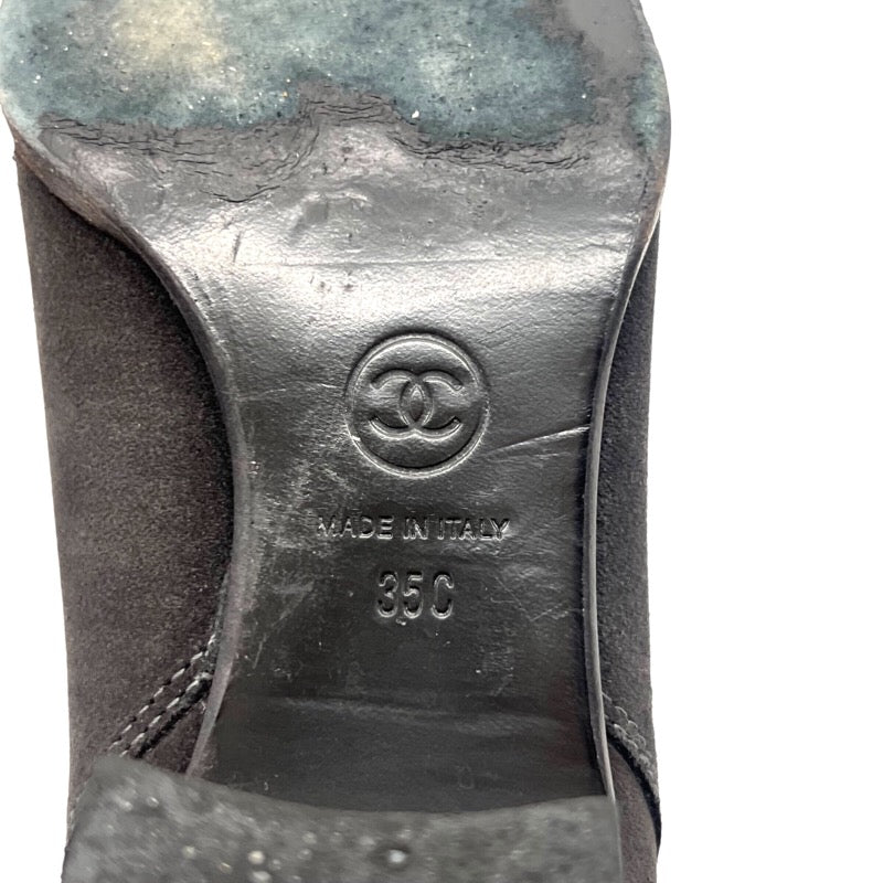 シャネル CHANEL スウェード ショートブーツ G28563 グレー スウェード レディース ブーツ