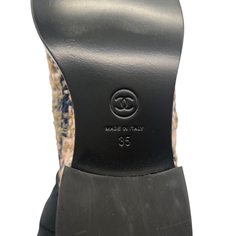 シャネル CHANEL ミックスツイードショートブーツ G34243 ブラック×マルチカラー ツイード レディース ブーツ