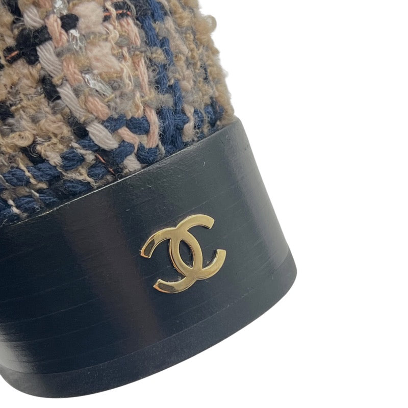 シャネル CHANEL ミックスツイードショートブーツ G34243 ブラック×マルチカラー ツイード レディース ブーツ