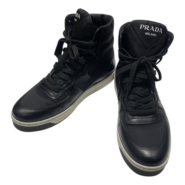 プラダ PRADA RE-NYLON　ハイカットスニーカー ブラック ナイロン レディース スニーカー