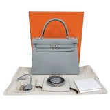 エルメス HERMES ケリー28 内縫い W刻印　(2024年製) ブルーグライシエ シルバー金具 トゴ レディース ショルダーバッグ