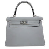 エルメス HERMES ケリー28 内縫い W刻印　(2024年製) ブルーグライシエ シルバー金具 トゴ レディース ショルダーバッグ