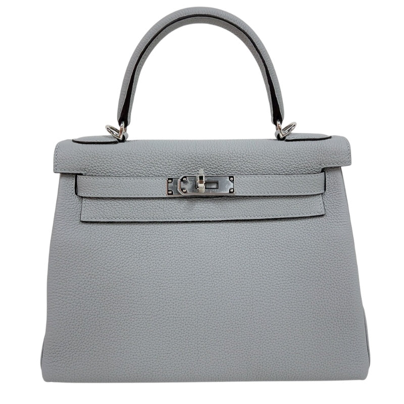 エルメス HERMES ケリー28 内縫い W刻印　(2024年製) ブルーグライシエ シルバー金具 トゴ レディース ショルダーバッグ