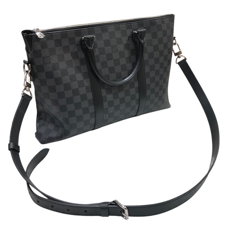 ルイ・ヴィトン LOUIS VUITTON アントンブリーフケース N40024 ブラック　シルバー金具 ダミエ・グラフィット メンズ ハンドバッグ