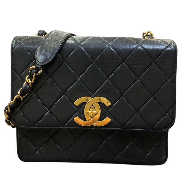 シャネル CHANEL チェーンショルダー ブラック　GD金具 ラムスキン ユニセックス ショルダーバッグ