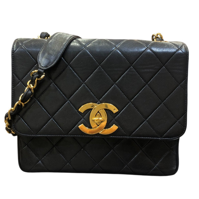 シャネル CHANEL チェーンショルダー ブラック　GD金具 ラムスキン ユニセックス ショルダーバッグ