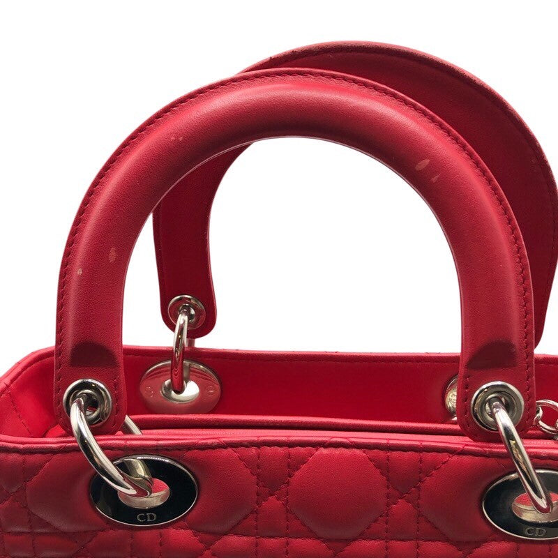 クリスチャン・ディオール Christian Dior レディディオールミディアム レッド×SV金具 カナージュラム レディース ショルダーバッグ