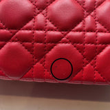 クリスチャン・ディオール Christian Dior レディディオールミディアム レッド×SV金具 カナージュラム レディース ショルダーバッグ