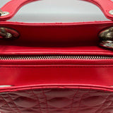 クリスチャン・ディオール Christian Dior レディディオールミディアム レッド×SV金具 カナージュラム レディース ショルダーバッグ