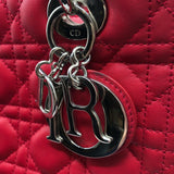 クリスチャン・ディオール Christian Dior レディディオールミディアム レッド×SV金具 カナージュラム レディース ショルダーバッグ