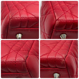 クリスチャン・ディオール Christian Dior レディディオールミディアム レッド×SV金具 カナージュラム レディース ショルダーバッグ