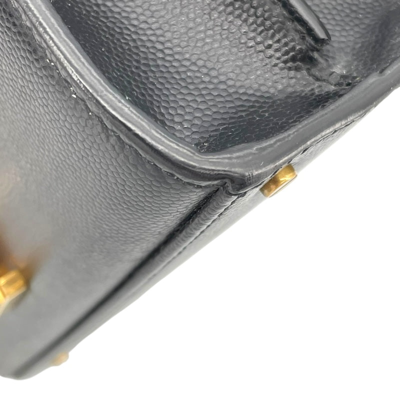 サンローラン SAINT LAURENT カサンドラ トップ ハンドバッグ ブラック GD金具 キャビア レディース ショルダーバッグ